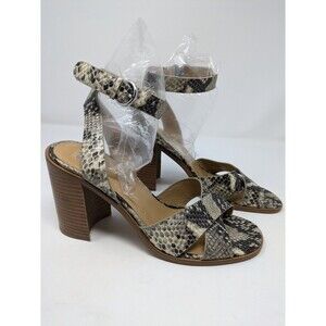 Marc Fisher Orla Ltd Leather Snakeskin Strappy Sandals Wood Heel Size 10